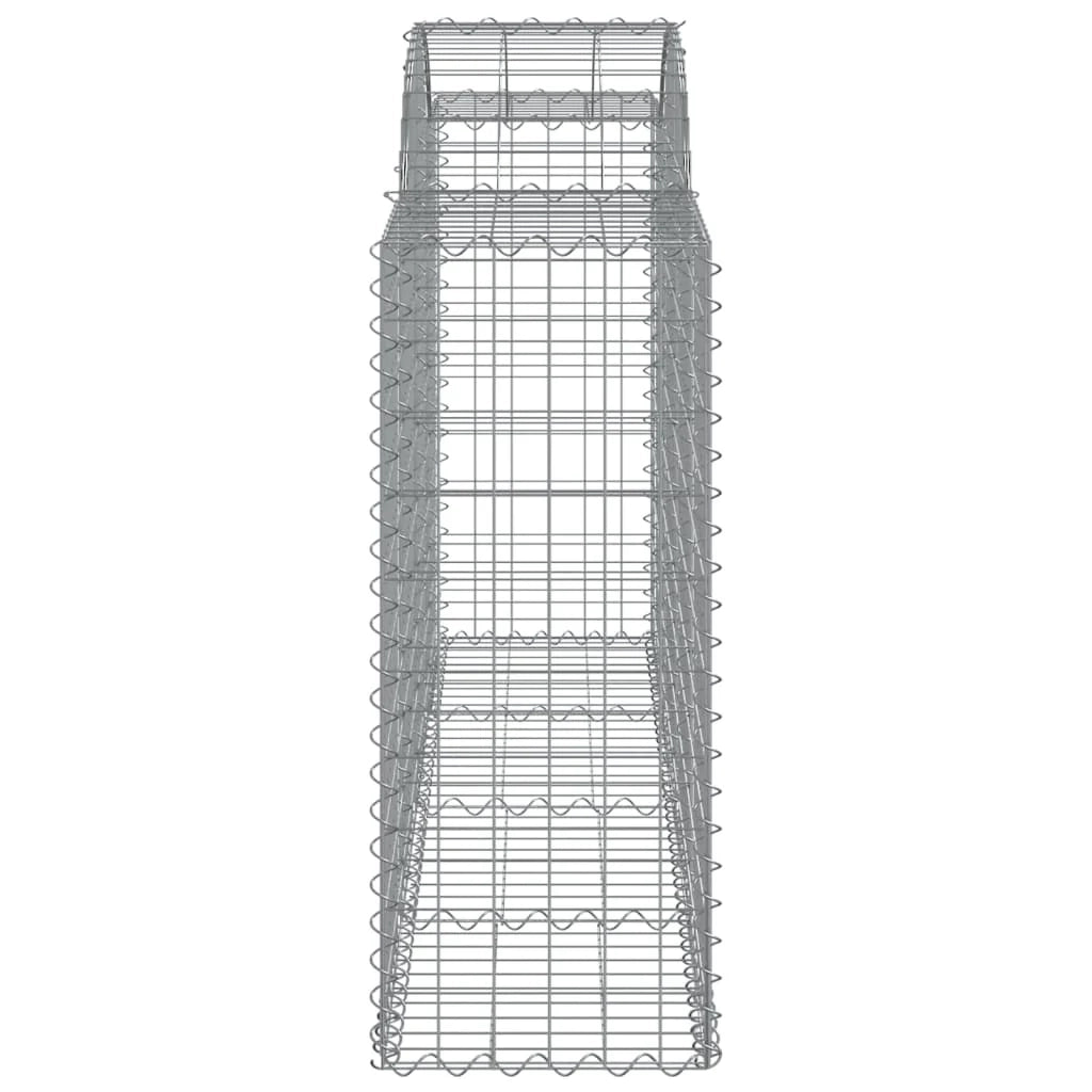 Cestini gabbioni recinzione a gabbia muro di contenimento ad arco 3 pezzi 200 x 50 x 100/120 cm ferro zincato argento 02_0040744