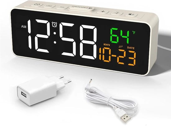 Orologio da notte digitale con cavo – Orologio digitale – Camera da letto – Comodino – Orologio LED da notte – Orologio da tavolo – Orologio da parete – Orologio da camera da letto – Orologio con cavo di alimentazione
