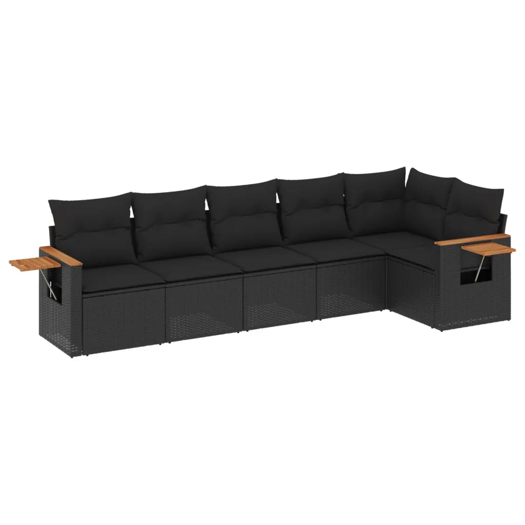 Set Divano da Giardino 6 pz con Cuscini Nero in Polyrattancod mxl 112313