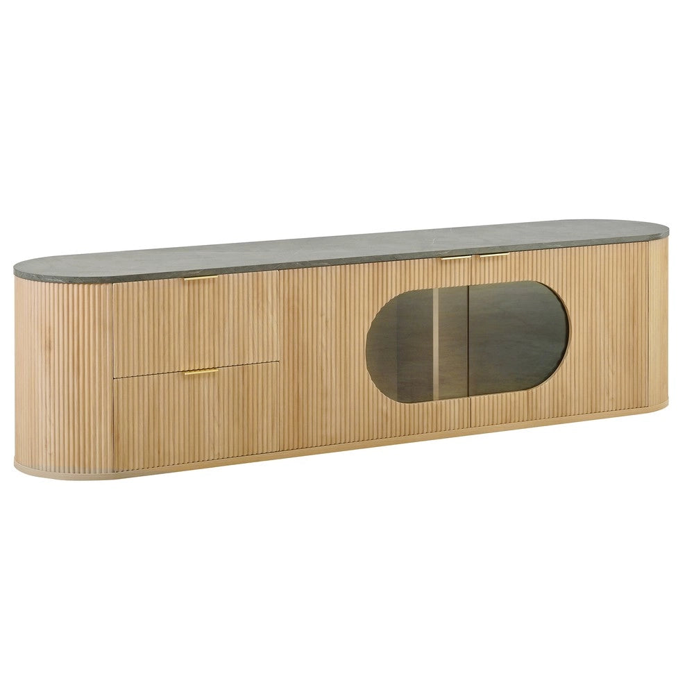 Mobile TV in Legno con Vetro e Ante ¨C Xylo ¨C Grigio, Design Moderno