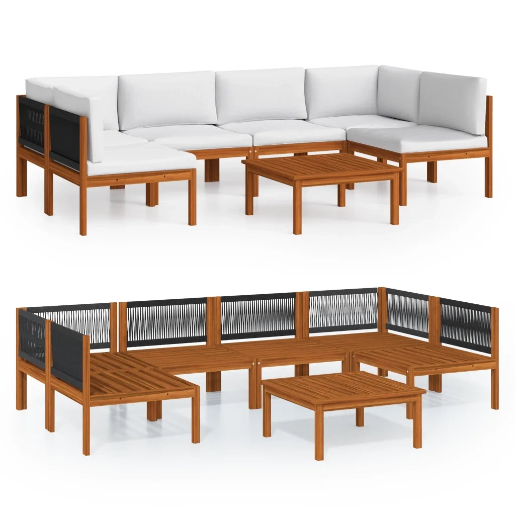 Set da Giardino 7 pz con Cuscini in Legno Crema, Acacia e Corda 3057898