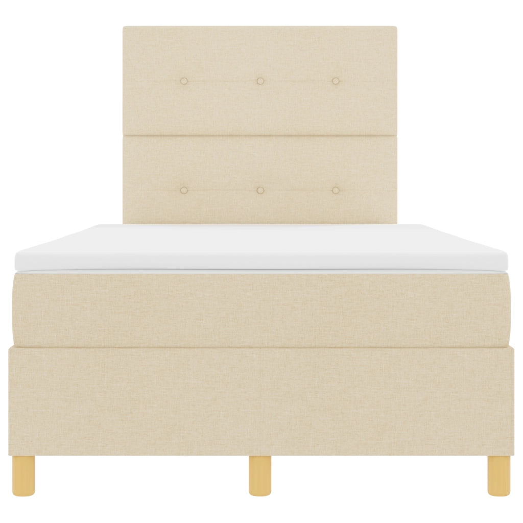 Letto con Box Spring e Materasso Panna 120x200 cm Tessuto