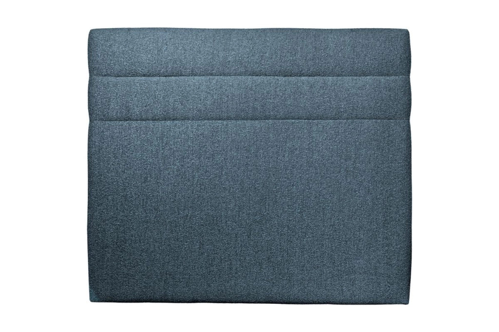 Testiera in tessuto bouclé blu con linee L140 cm