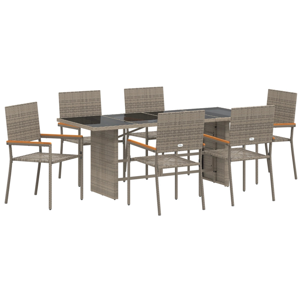 Set pranzo giardino  7 pezzi grigio polyrattan