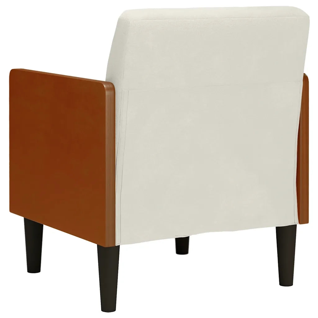 vidaXL Divano Sedia con Braccioli Crema 55 cm in Velluto