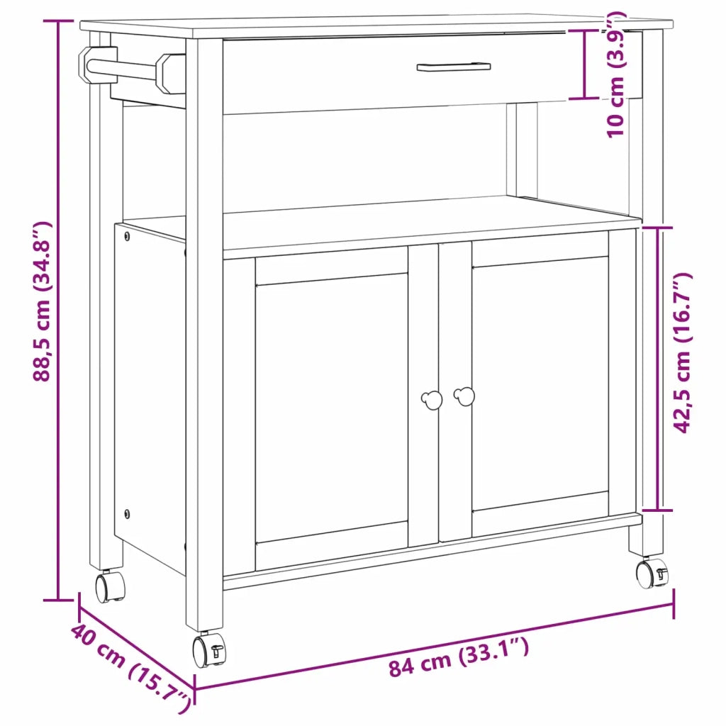 Carrello da Cucina MONZA Nero 84 x 40 x 88,5 cm CFW3015912
