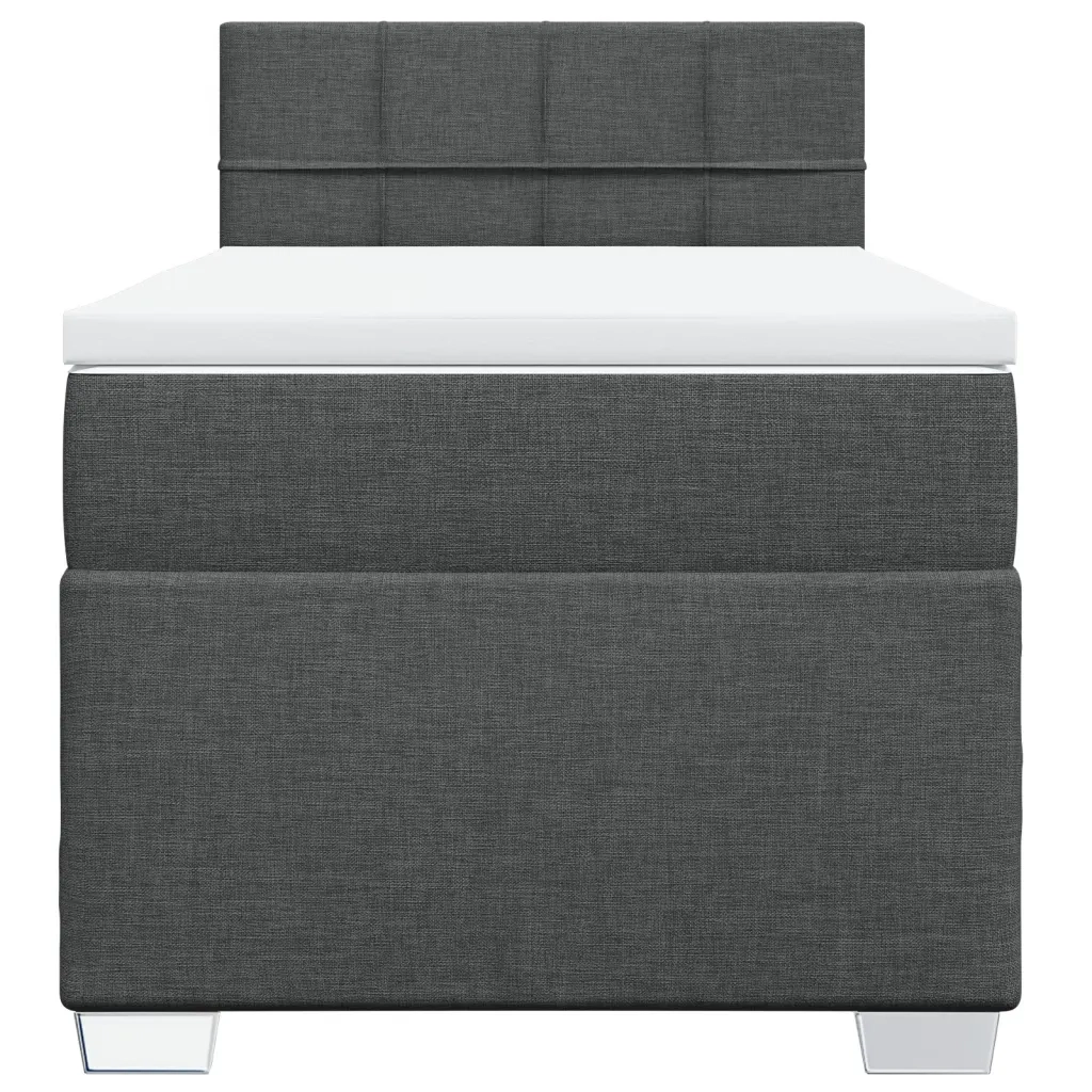 Giroletto a Molle con Materasso Grigio Scuro 90x190 cm Tessuto