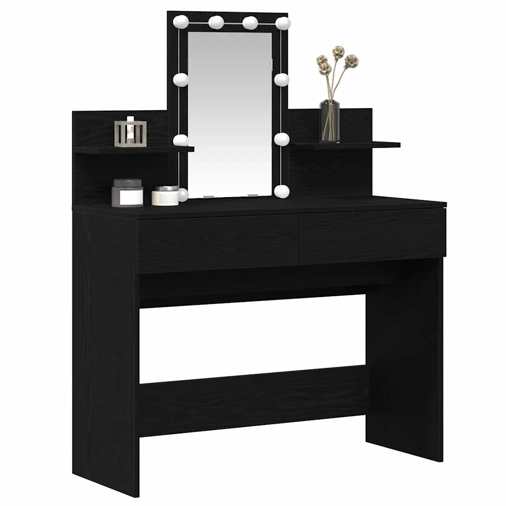 Tavolo da Trucco con cassetto Rovere Nero 100 x 40 x 130 cm 868852