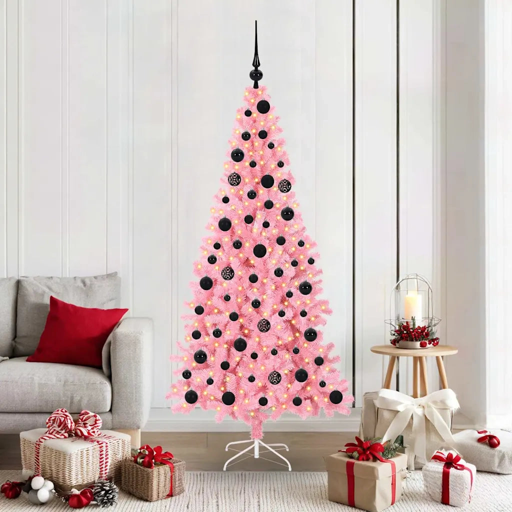 Albero di Natale | Decorazioni natalizie con 300 LED con supporto Rosa 180 cm PVC