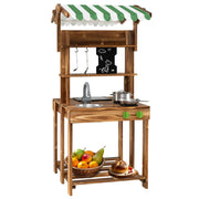 Lavello da cucina a doppia faccia 63 x 56 x 115 cm con rubinetto e finitura in legno marrone stile esterno 20_0017548