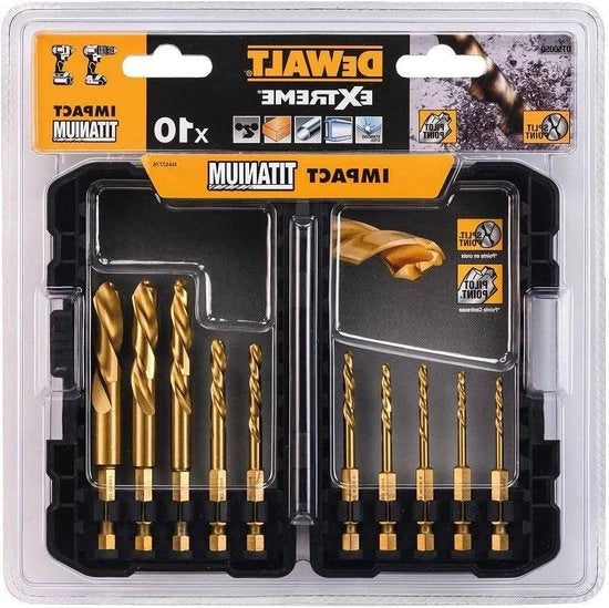 Set di protezione metallico per foratura 10 pezzi - foratura a impatto con testa in titanio - chiave a cricchetto per foratura giallo/nero