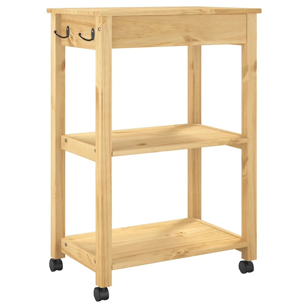 Carrello da Cucina-Scaffale per Cucina MONZA 60x40x88,5 cm in Legno Massello di Pino 478122