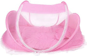 Letto da viaggio pieghevole per bambini con tenda contro insetti e rete contro zanzare - con cuscino matrimoniale - blu rosa - per bambini da 0 a 18 mesi - per uso indoor e outdoor.