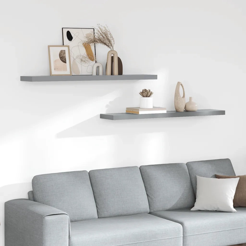 Scaffali a Parete 2 pz Grigi 120x23,5x3,8 cm in MDF cod mxl 33501