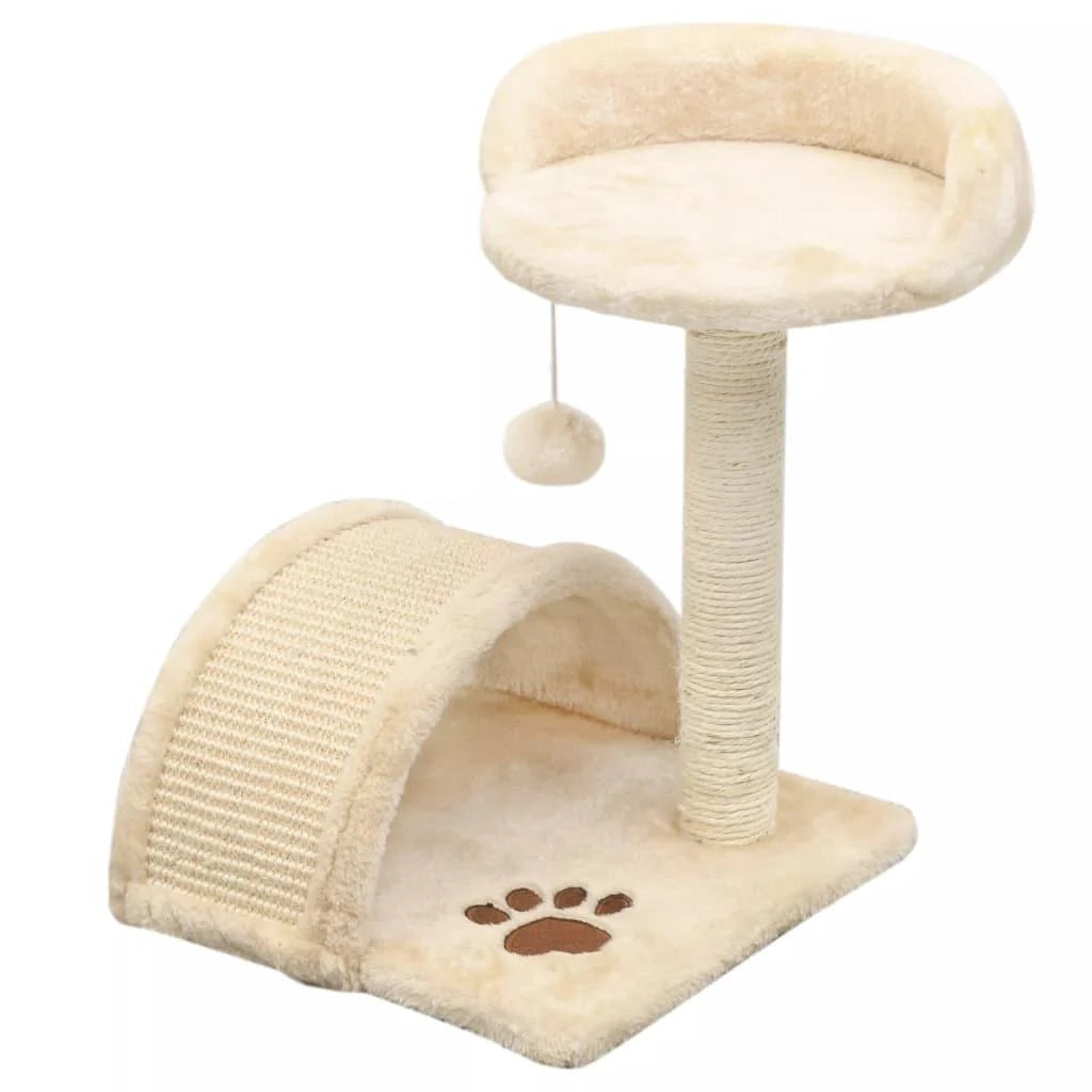 Tiragraffi albero per gatti cuccia per gatti peluche in sisal 40 cm beige e marrone 3702255
