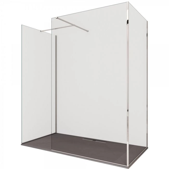 Parete doccia Walk-In in Cristallo 8mm tre lati trasparente - Misura: 70 x 120 x 70 xh195