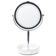 Specchio trucco con luci LED e telaio in ferro Ø 20 cm in color argento e bianco moderno