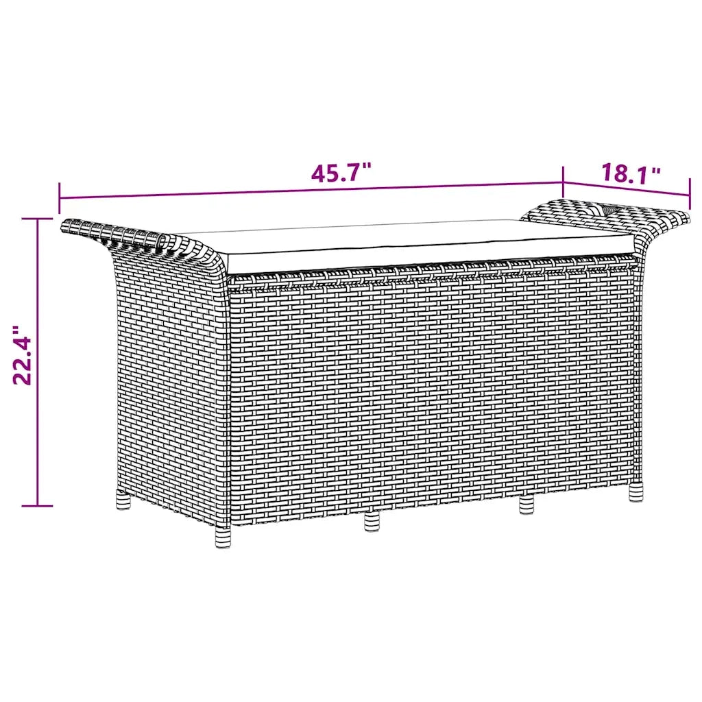 Panca da Giardino con Cuscino Grigio 116x46x57 cm in Polyrattan 363418