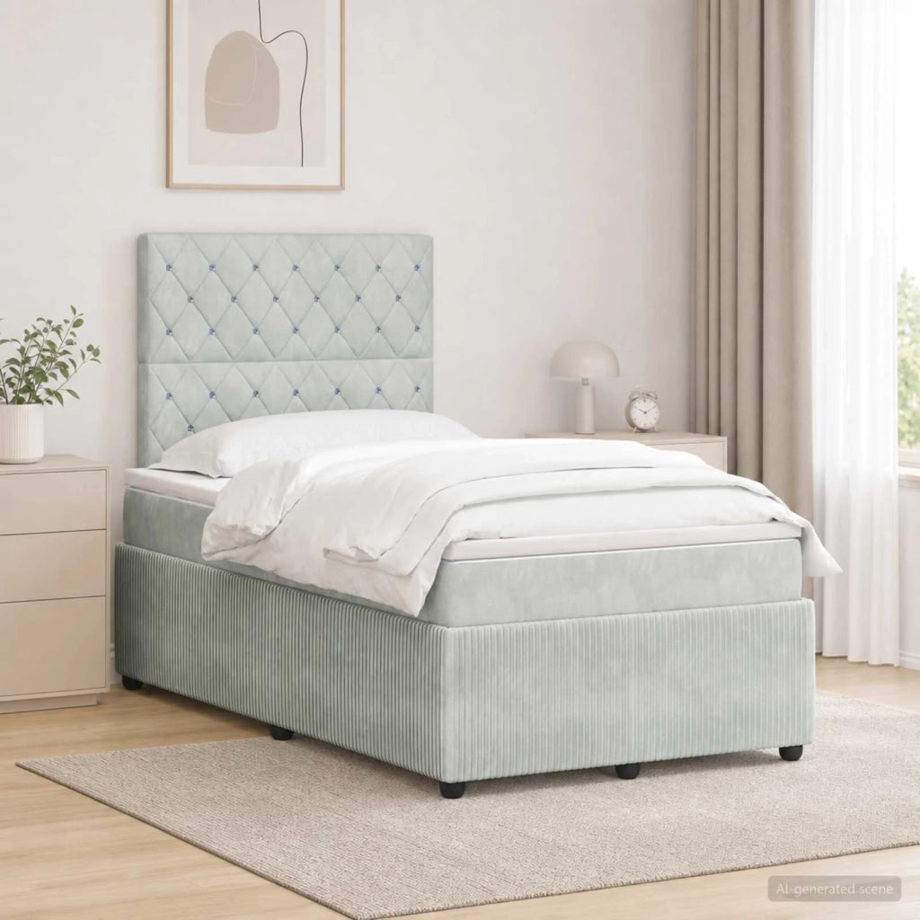 Letto Box Spring LED con Materasso Grigio Chiaro 120 x 200 cm 3456041