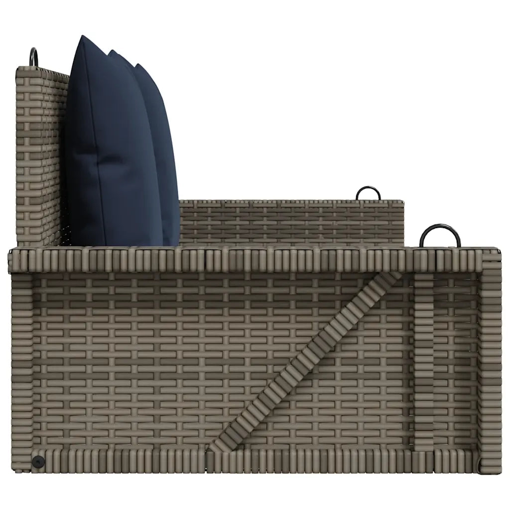 vidaXL Panca a dondolo con cuscini grigia 119x56x48 cm in polyrattan