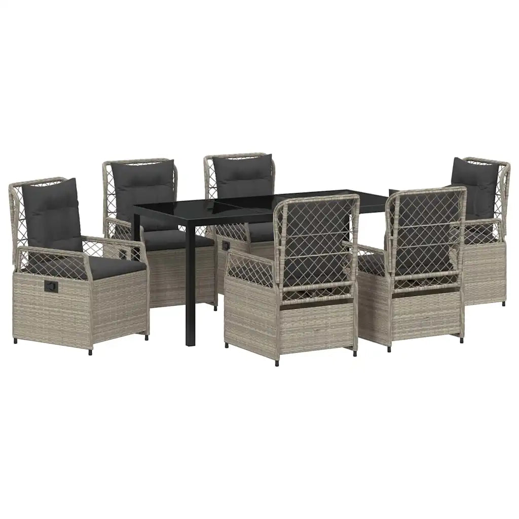 Set da Pranzo per Giardino 7 pcs Grigio chiaro polyrattan 3381020