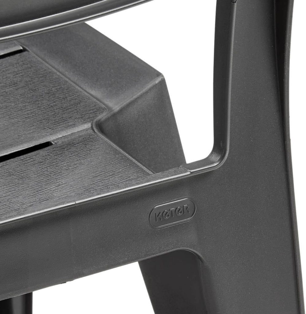 Sedia da Giardino Julie in Polipropilene Graphite con Braccioli Design Moderno Impilabile e Resistente ai Raggi UV Keter