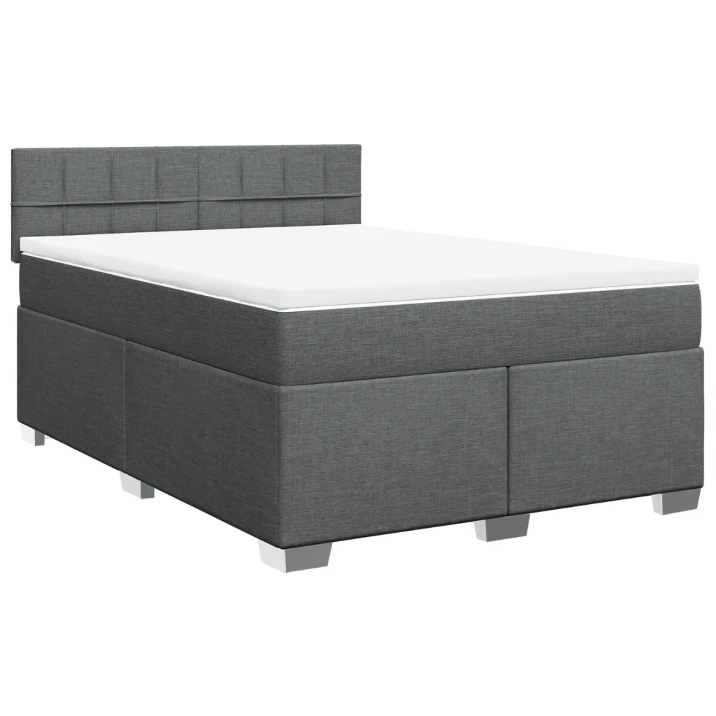 Giroletto a Molle con Materasso Grigio Scuro 140x200cm Tessuto