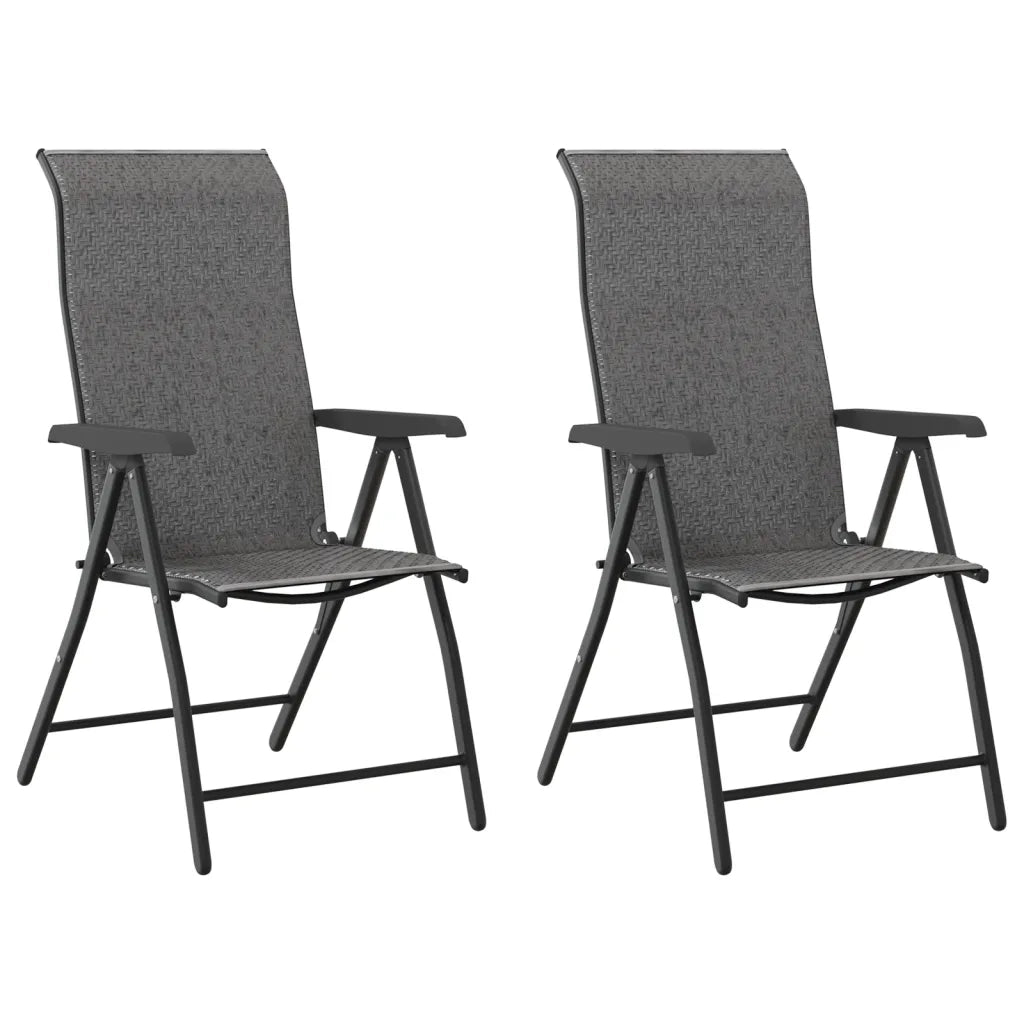 Sedie Pieghevoli da Giardino 2 pz Grigie in Polyrattan 4007140