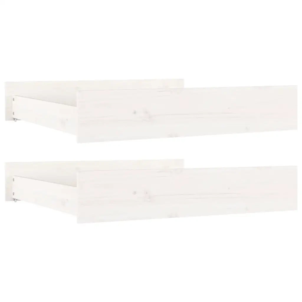 Cassettoni da Letto 2 pz Bianchi in Legno Massello di Pino 814990
