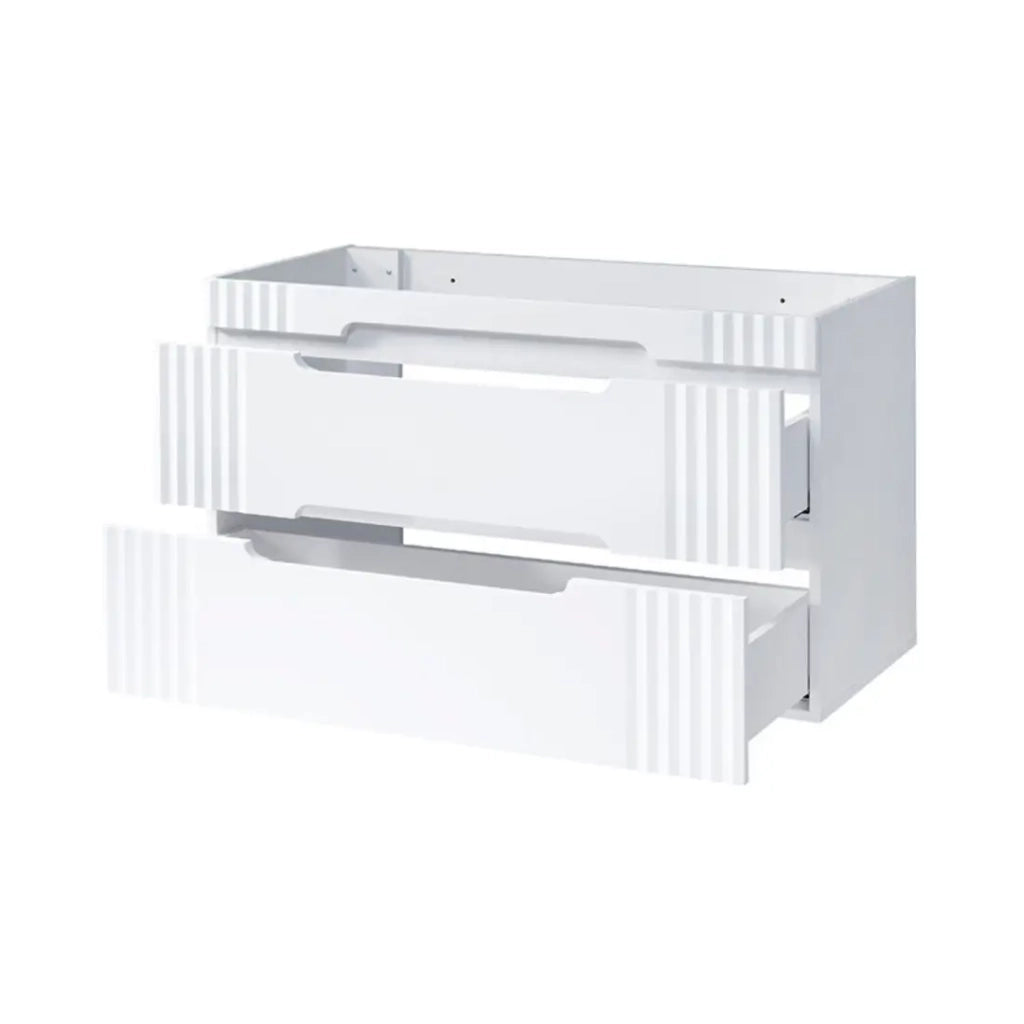 Set da bagno FIDJI: mobile sotto lavabo 120cm + doppio lavabo da incasso + 2 sifoni + piedi