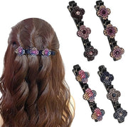 Accessori per capelli a doppia lamina in stile floreale con pietre stuzzicadenti scintillanti