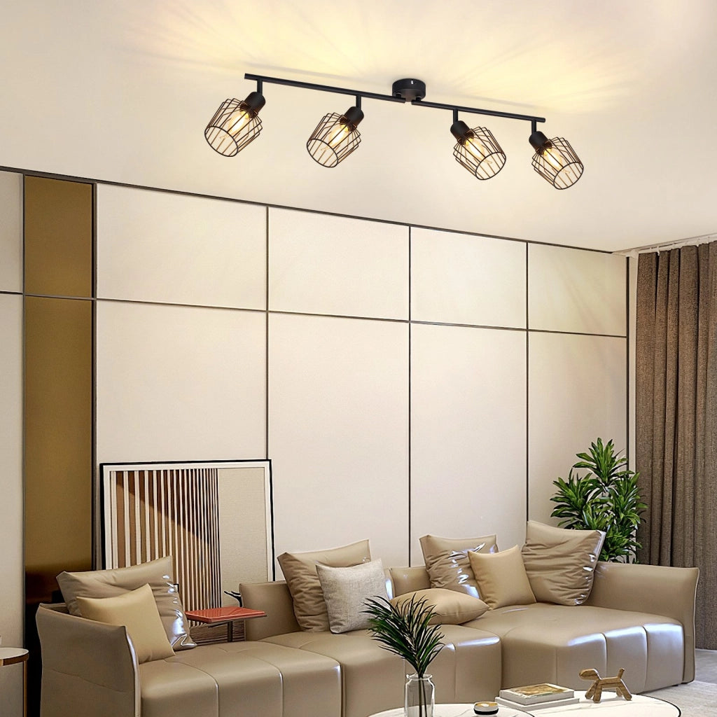 ZMH Faretto da soffitto neri 4 luci E14 metallo orientabili 350° industriali per corridoio soggiorno