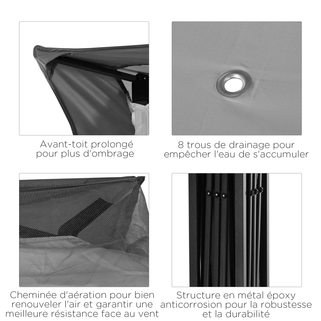 Gazebo da Giardino Pieghevole Pop-up ¨C Xylo ¨C Acciaio Poliestere Impermeabile Anti UV con Zanzariere