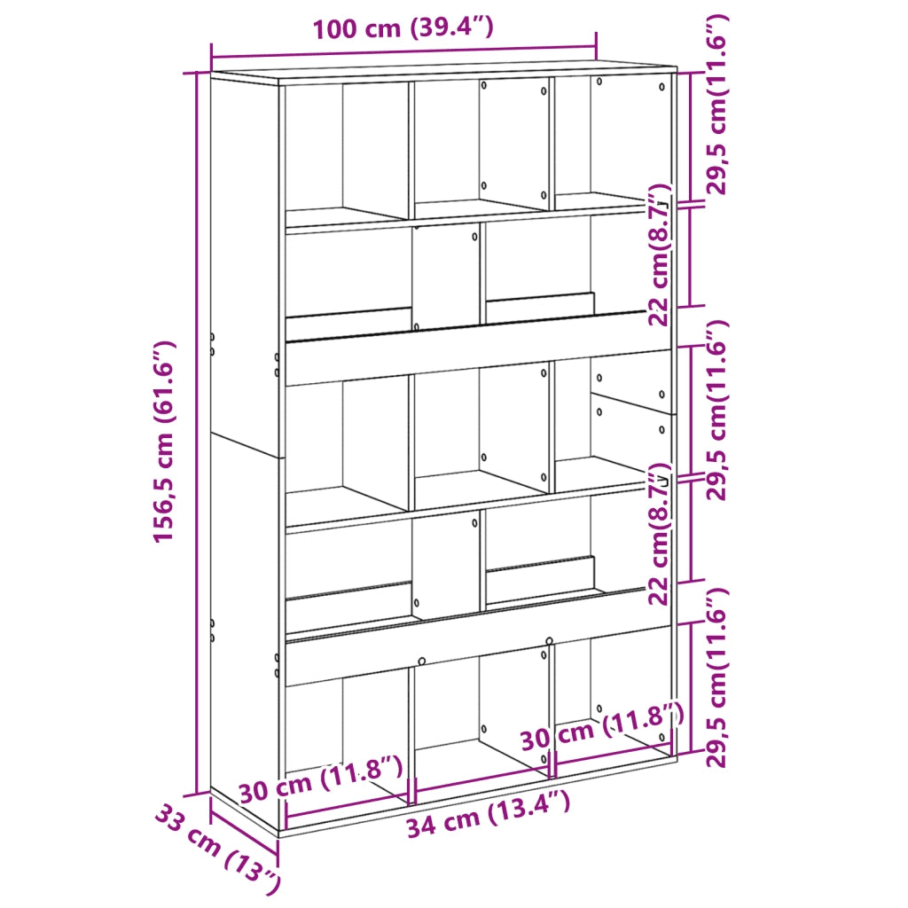 Libreria Grigio Cemento 100x33x156,5 cm in Truciolato 3309369