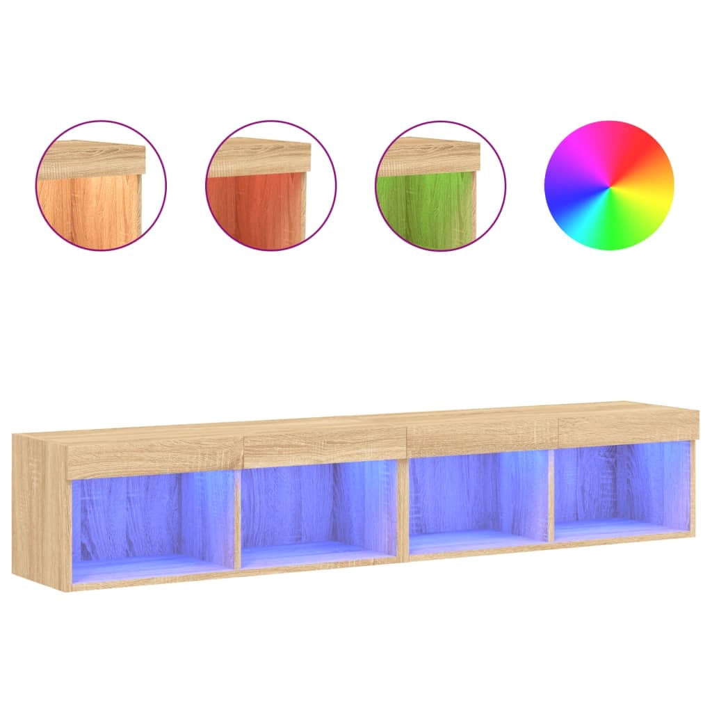 Mobili TV con Luci LED 2pz Rovere Sonoma 80x30x30 cmcod mxl 86181