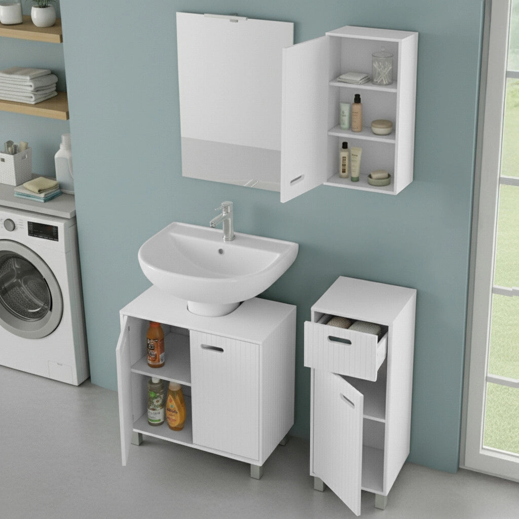 Set bagno con mobile sottolavabo 60 cm con base e pensile bianco Fast