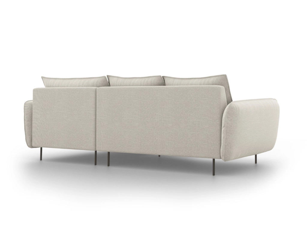 Cosmopolitan Design - Divano angolare destro "Vienna" 5 posti in tessuto strutturato beige chiaro 