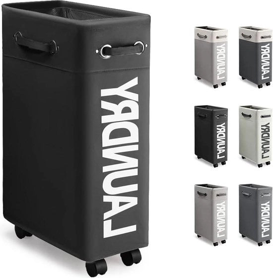Assecco con Ruote 45L Extra Sottile - Assecco pieghevole con Ruote e Manubrio - Box di Stoccaggio Pratica per Camere da Letto e Cucine - Nero