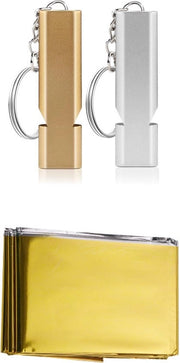Due flussi e 6 Overlevingsdeken (oro), 210×160cm, grande formato riutilizzabile, degenere termico, degenere di emergenza per esterno, camminare, survival, maratona, viaggi, sport - argento+oro