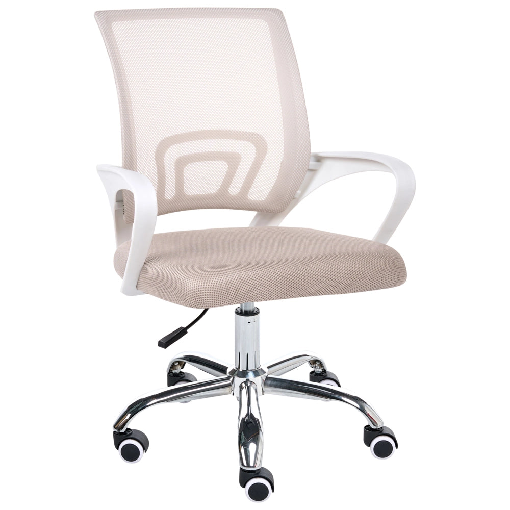 Sedia girevole da ufficio con schienale reclinabile regolabile in altezza beige moderna ufficio in casa