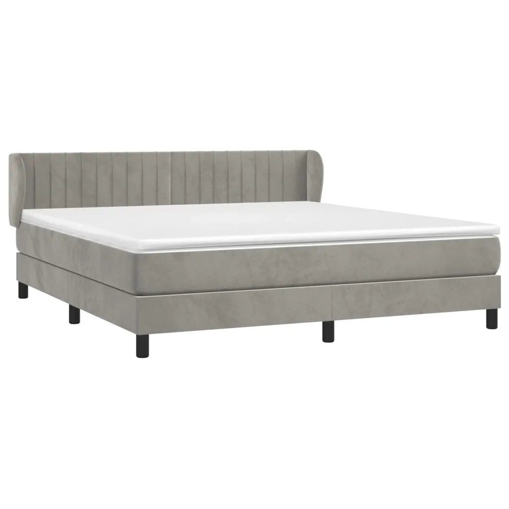 Giroletto a Molle con Materasso Grigio Chiaro 160x200cm Velluto cod mxl 36611
