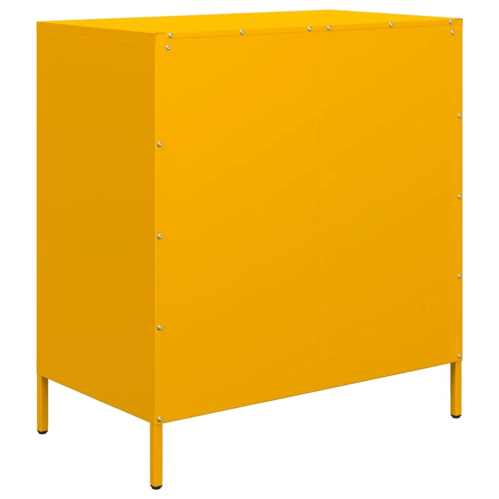 Credenza-Buffet-Armadio da cucina Giallo Senape 68x39x73,5 cm Acciaio Laminato a Freddo 147196