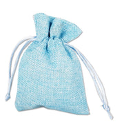 Trade Shop - 12 X Sacchetti Stoffa Porta Confetti Matrimonio Nascita Battesimo Bomboniera - Celeste