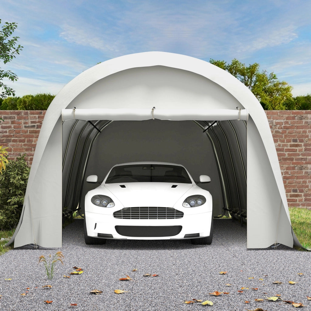 Tenda Garage Auto da Esterno 360x720x270 cm Telaio in Metallo Zincato Copertura in PE UV50+ Crema