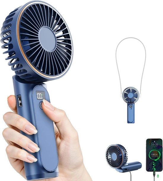 Ventilatore portatile - 3600 mAh - regolabile a 180 gradi - 6 velocità - ricaricabile via USB - ventilatore pieghevole - con visualizzazione energetica in tempo reale