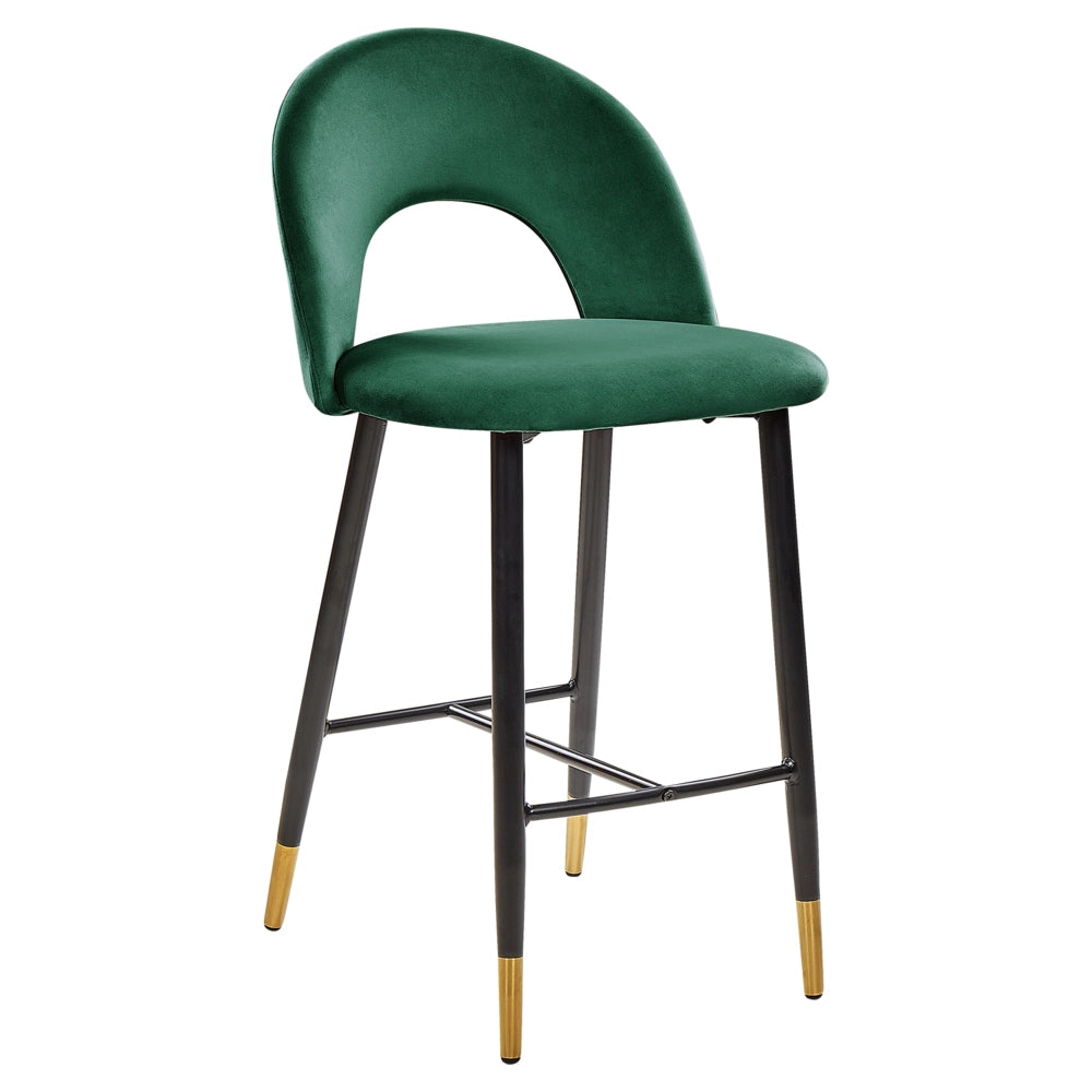 Set di 2 sedie da bar in velluto verde smeraldo stile retrò soggiorno accessori vintage