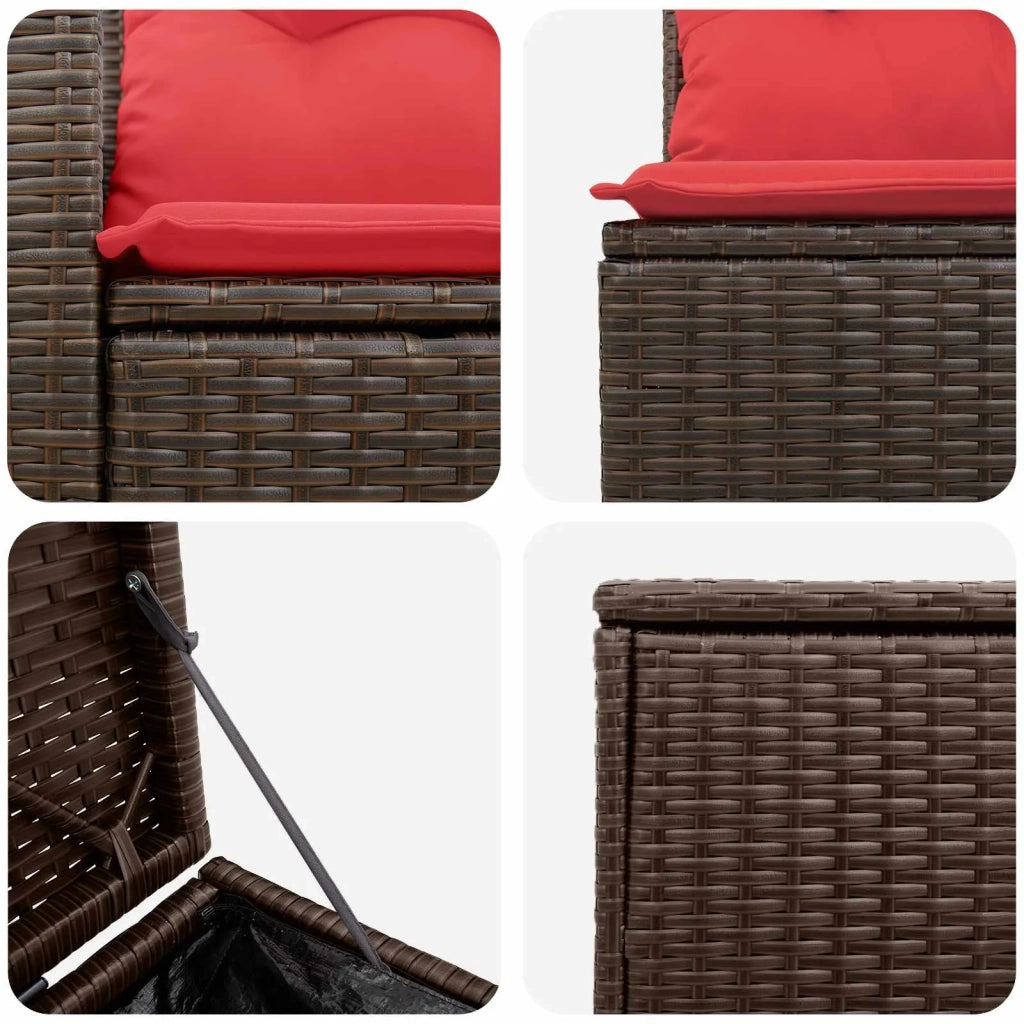 Set di divani 5 pz Marrone e Rosso Rattan sintetico e Acciaio 3447855