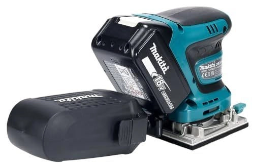 Makita DBO484Z Levigatrice Orbitale a Batteria 18 V 11000-14000 OPM con Velocita' Regolabile e Sistema Velcro colore Nero Blu