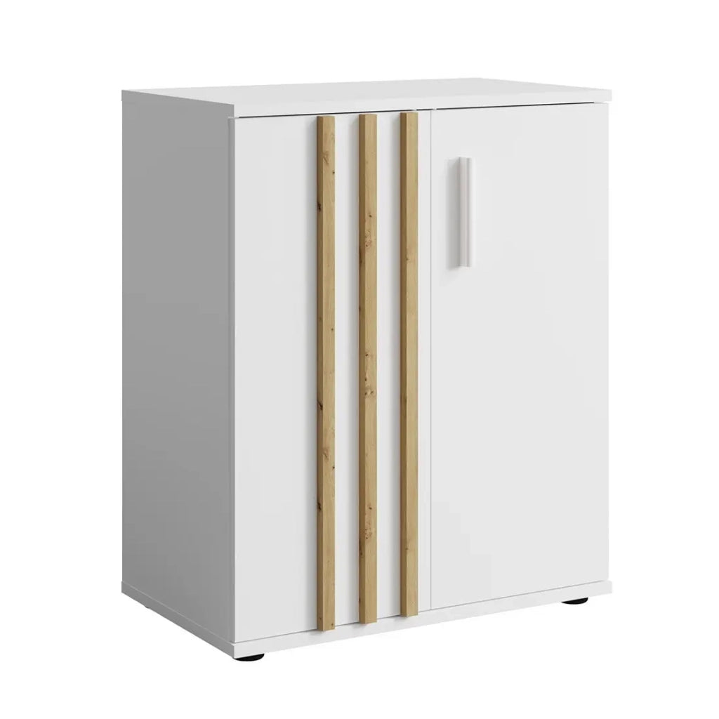 Cassettiera VARIA - 2 Porte - Design moderno colore bianco e rovere artigianale