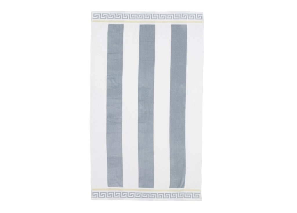 Telo Mare Jacquard Spugna Asciugamano Spiaggia Disegno Greca - Telo Mare - Grigio